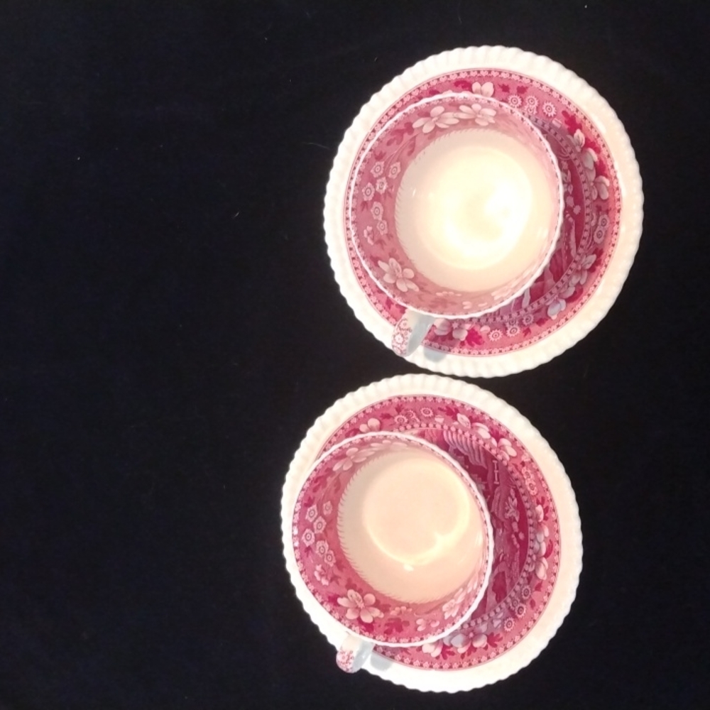 Copeland Spode's Tower England Set of Two Tea Cups and Saucers